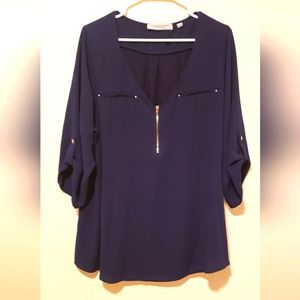 Tempted Hearts navy blue blouse, size 3x